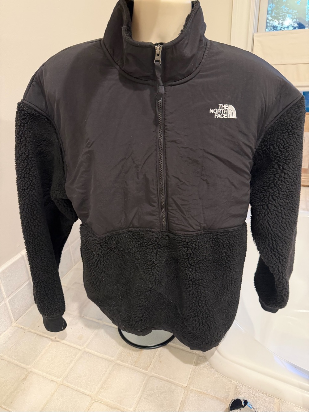 The North Face Black Platte High Pile Fleece half zip coat/jacket